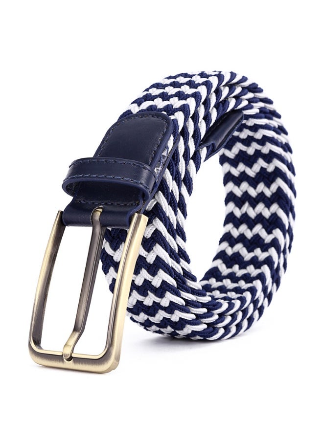Rectangular Alloy Belt 39 Color Men and Womens Needle Leather Buckle Elastic Trousers Korean Style Elastic Canvas Woven Belt A- 257 m White + deep orchid + color orchid