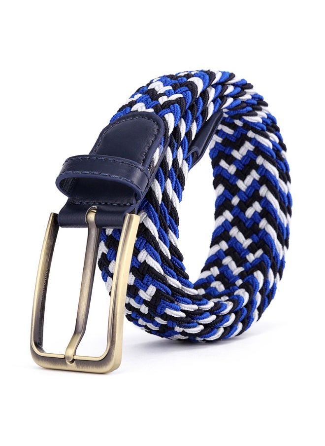 Rectangular Alloy Belt 39 Color Men and Womens Needle Leather Buckle Elastic Trousers Korean Style Elastic Canvas Woven Belt A- 257 m White + deep orchid + color orchid