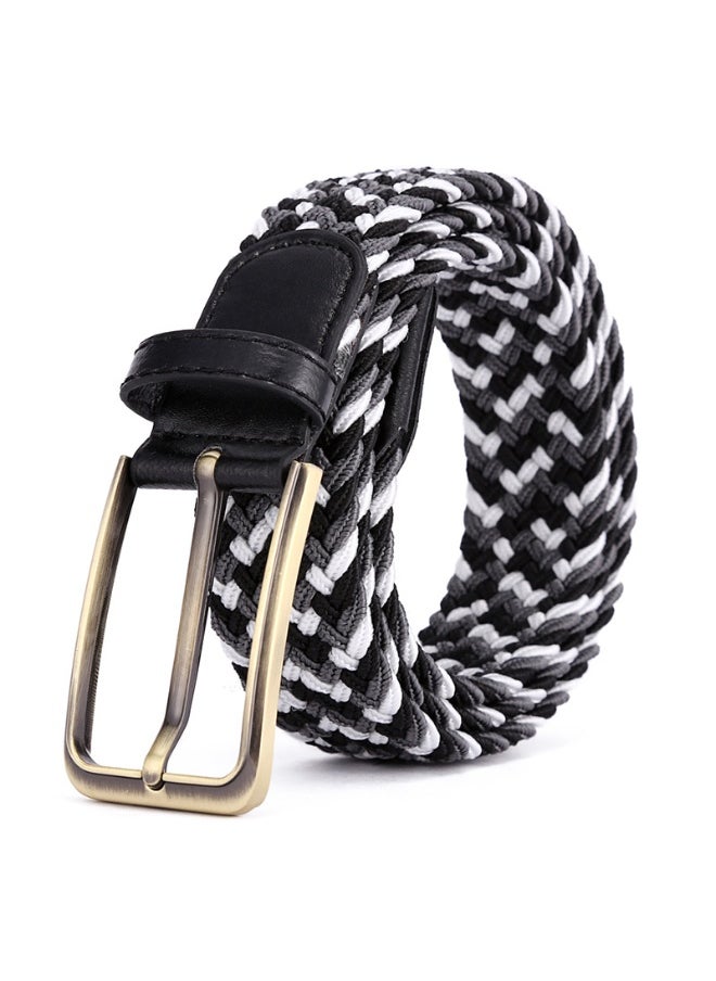 Rectangular Alloy Belt 39 Color Men and Womens Needle Leather Buckle Elastic Trousers Korean Style Elastic Canvas Woven Belt A- 257 m White + deep orchid + color orchid