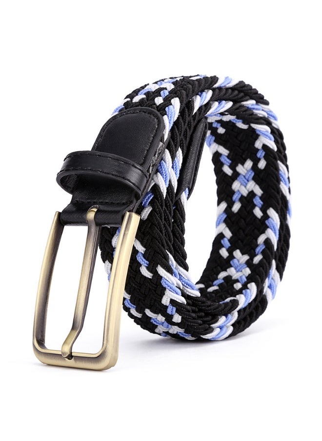 Rectangular Alloy Belt 39 Color Men and Womens Needle Leather Buckle Elastic Trousers Korean Style Elastic Canvas Woven Belt A- 257 m White + deep orchid + color orchid