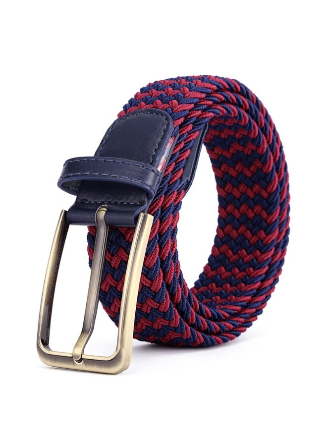 Rectangular Alloy Belt 39 Color Men and Womens Needle Leather Buckle Elastic Trousers Korean Style Elastic Canvas Woven Belt A- 257 m White + deep orchid + color orchid