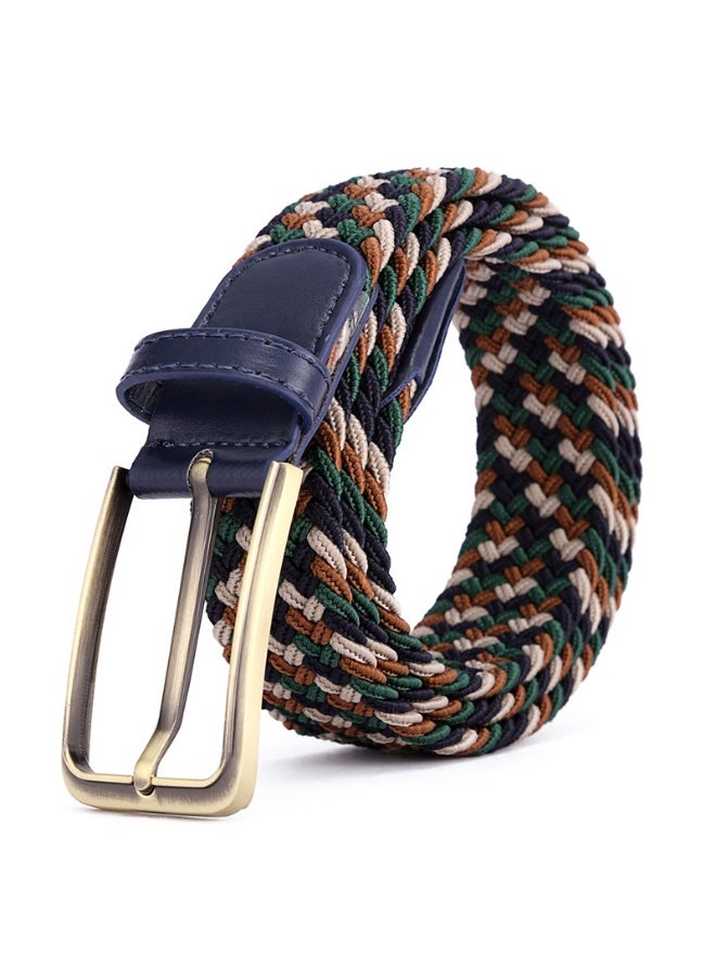 Rectangular Alloy Belt 39 Color Men and Womens Needle Leather Buckle Elastic Trousers Korean Style Elastic Canvas Woven Belt A- 257 m White + deep orchid + color orchid