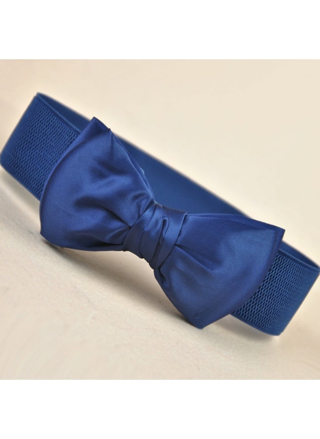 Korean Fashion Fabric Bow Belt for Women Sapphire Blue