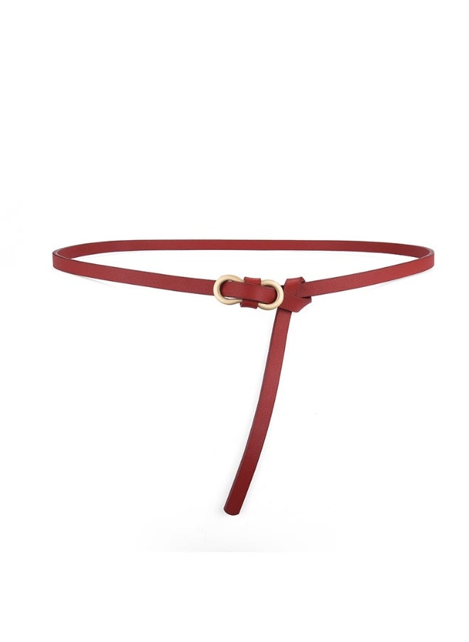 Popular belt womens high-grade fashion all-match dress shirt decorative suit Girls simple thin belt Red