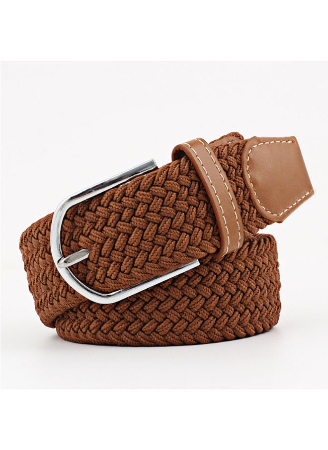 Trendy Elastic Canvas Belts Unisex Brown A- 11