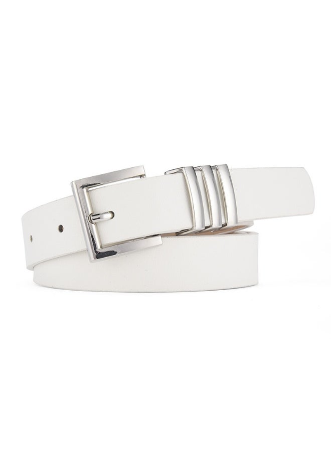 2024 Chic Belt High-Waist Denim Accessory White K-White