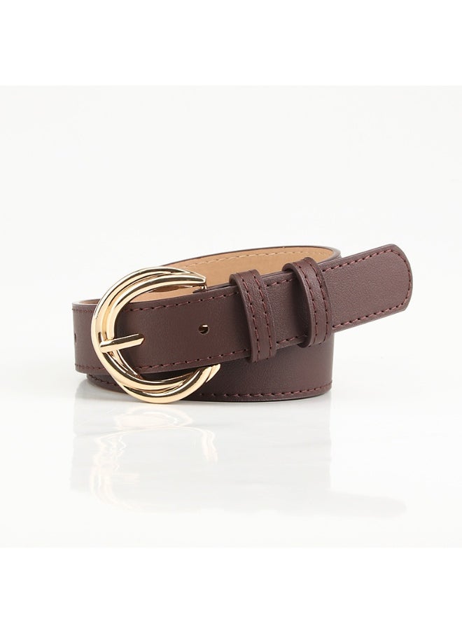 Fashionable Korean-style Alloy Belt for Dresses and Jeans Camel