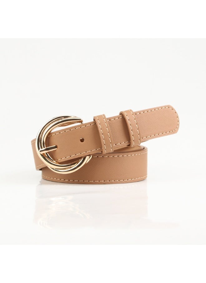 Fashionable Korean-style Alloy Belt for Dresses and Jeans Camel