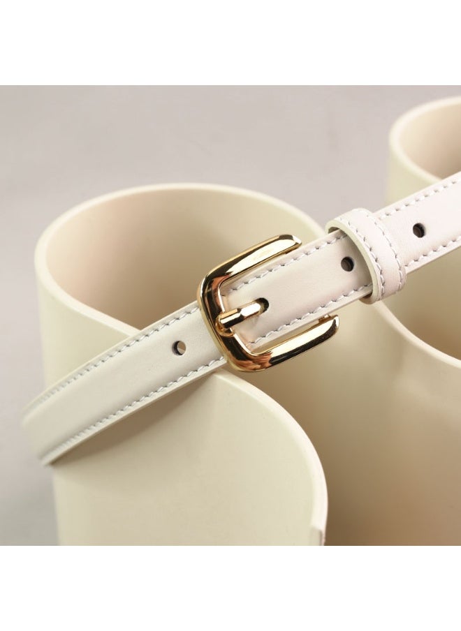 Genuine Leather Ladies Belt Summer 2022 Fashion Creamy-white