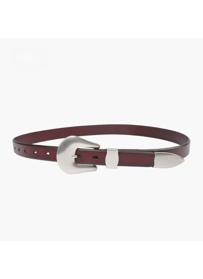 Womens Genuine Leather Belt Retro Fashion Luxury Coffee