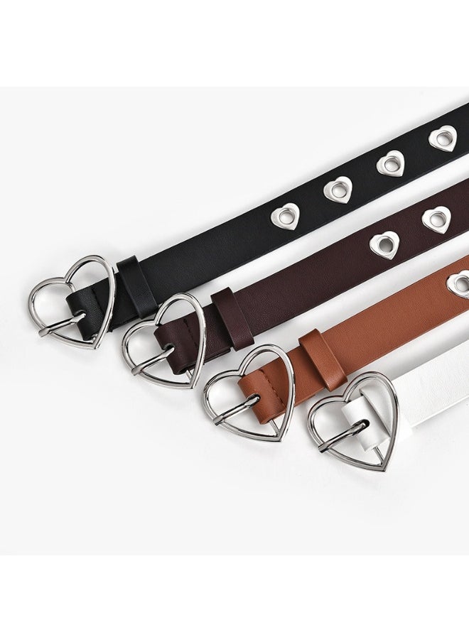 2023 Ladies Fashion Heart Buckle Denim Belt CAMEL