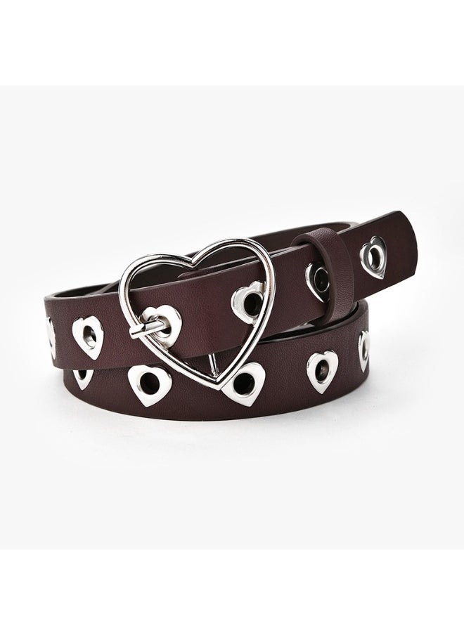 2023 Ladies Fashion Heart Buckle Denim Belt CAMEL