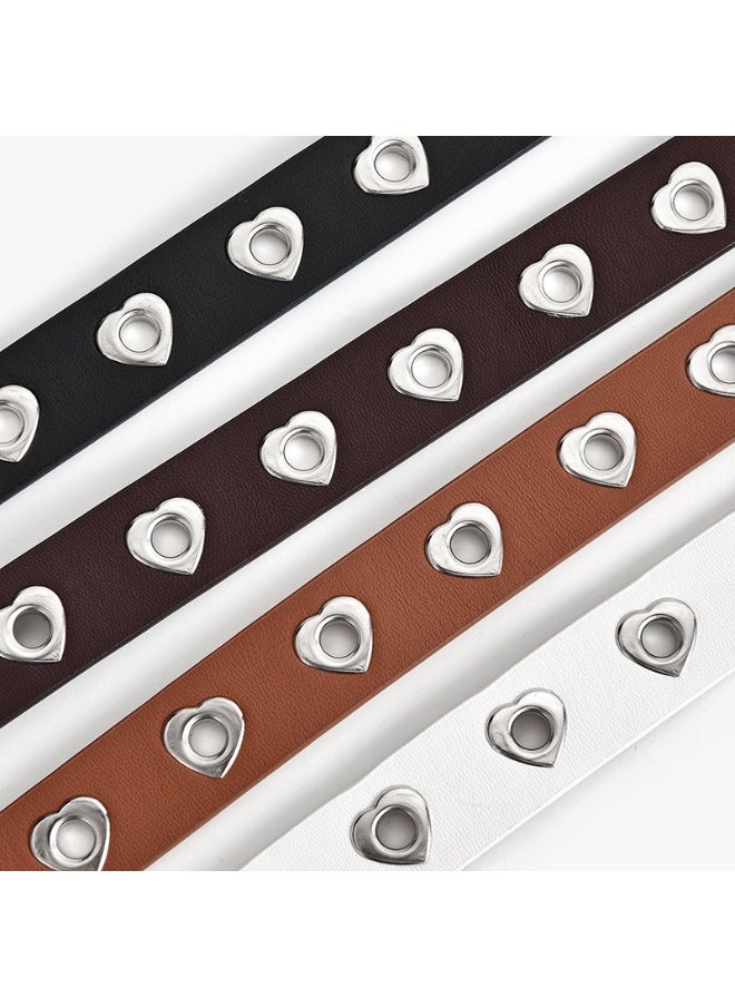 2023 Ladies Fashion Heart Buckle Denim Belt CAMEL