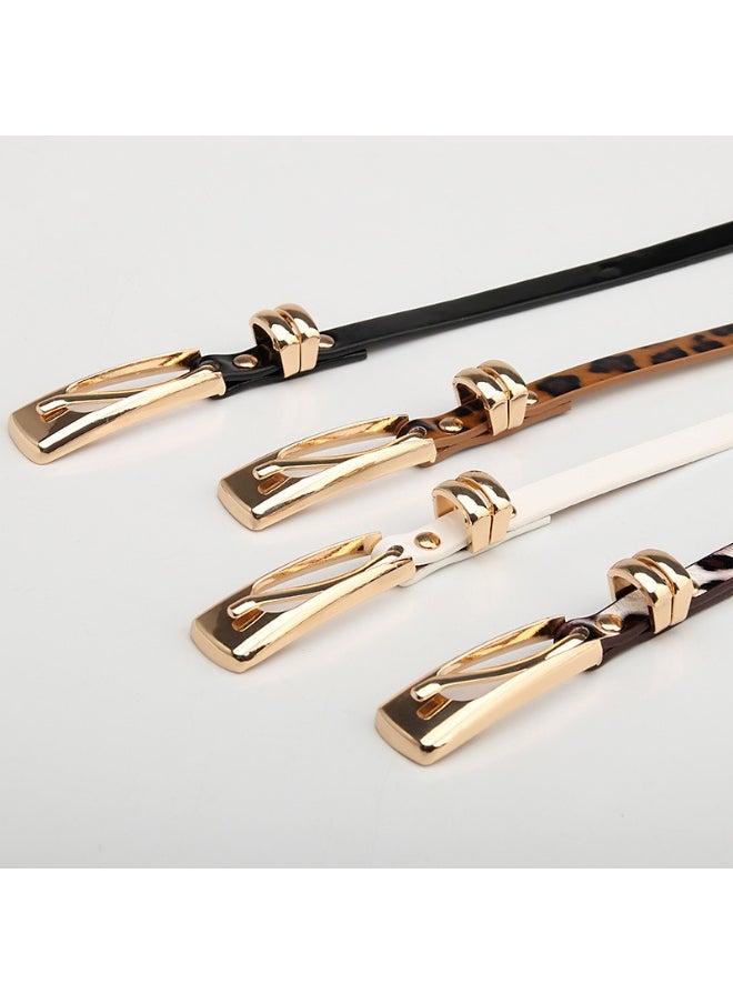 Fashion Womens Slim Waist Belt Alloy Buckle Leopard White