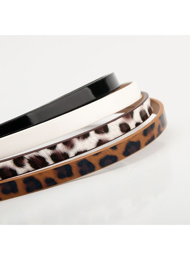 Fashion Womens Slim Waist Belt Alloy Buckle Leopard White
