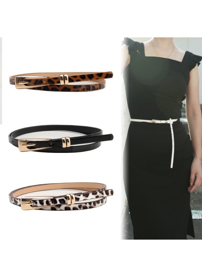 Fashion Womens Slim Waist Belt Alloy Buckle Leopard White