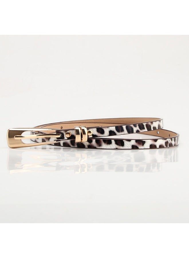 Fashion Womens Slim Waist Belt Alloy Buckle Leopard White