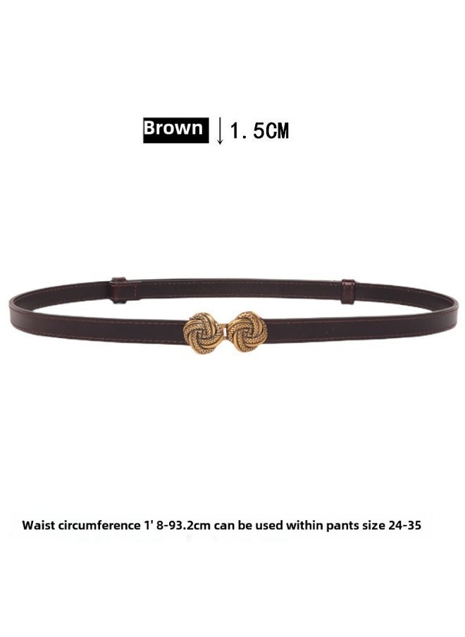 Retro Versatile Womens Leather Belt Coffee