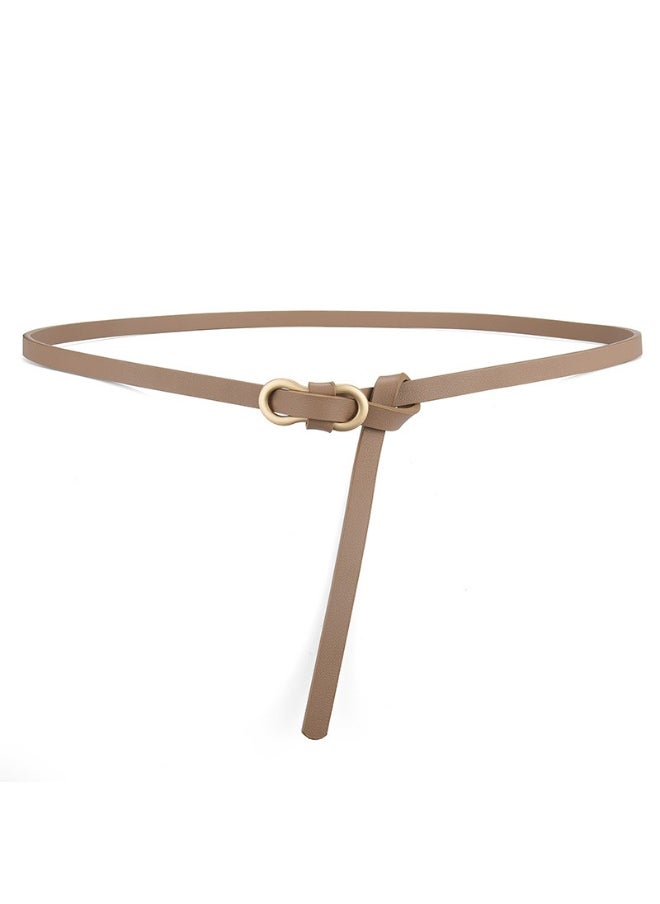 Popular belt womens high-grade fashion all-match dress shirt decorative suit Girls simple thin belt Khaki