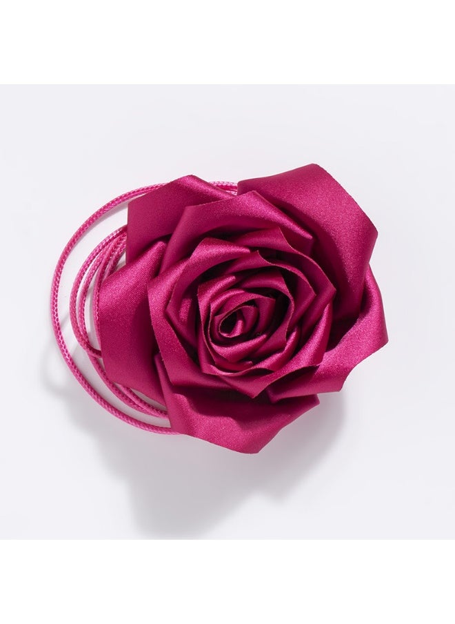Womens Fashion Floral Bowknot Rose Necklace Belt WN-rose red rose waist rope
