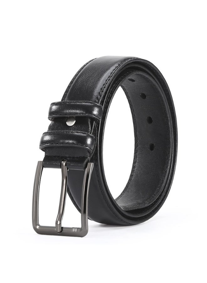 Mens Fashionable Alloy Buckle Leather Belt Wholesale Jeans Waist Belt Middle-aged And Young Korean Style Business Simple Style Black