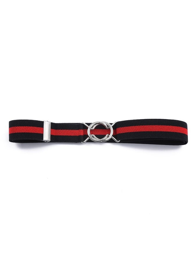 Unisex 2.5CM Elastic Casual Belt Black Red Black