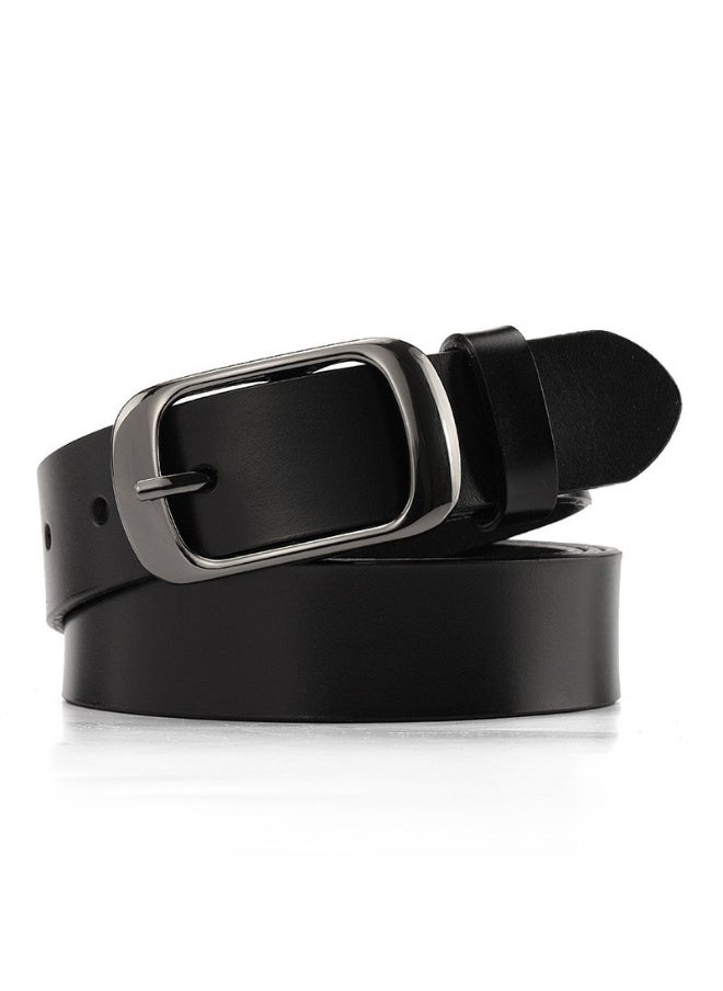 Womens Vintage Leather Belt for Casual Jeans 30086-Black