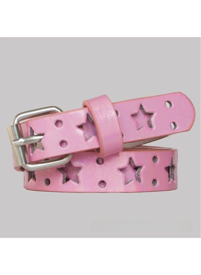 Creative Hollow Star Heart Belt for Women Pink