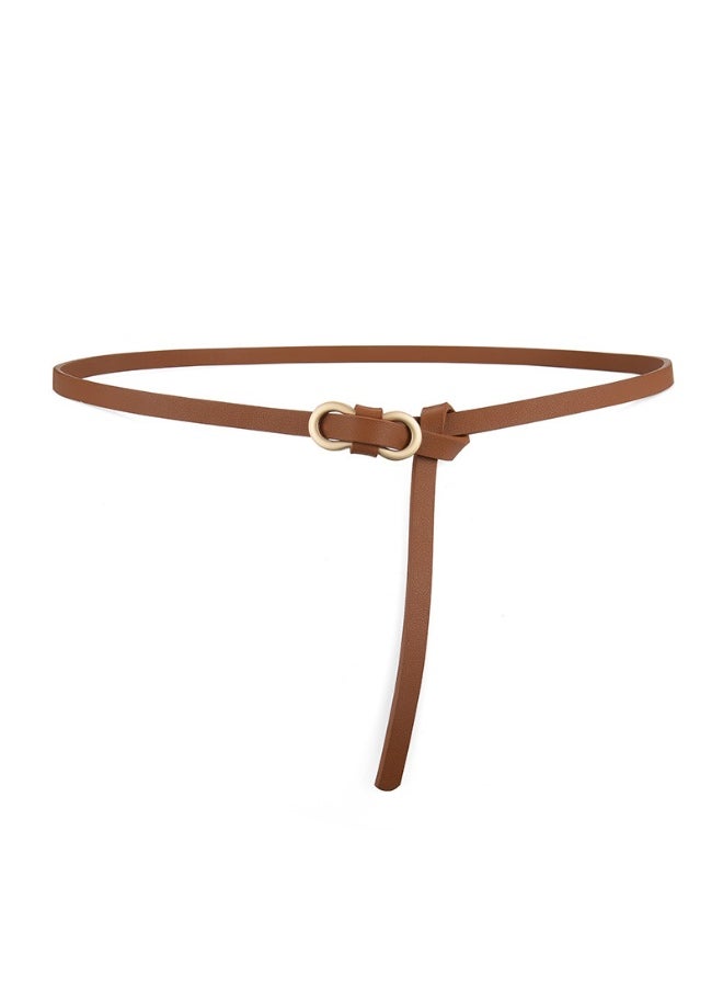 Popular belt womens high-grade fashion all-match dress shirt decorative suit Girls simple thin belt Camel