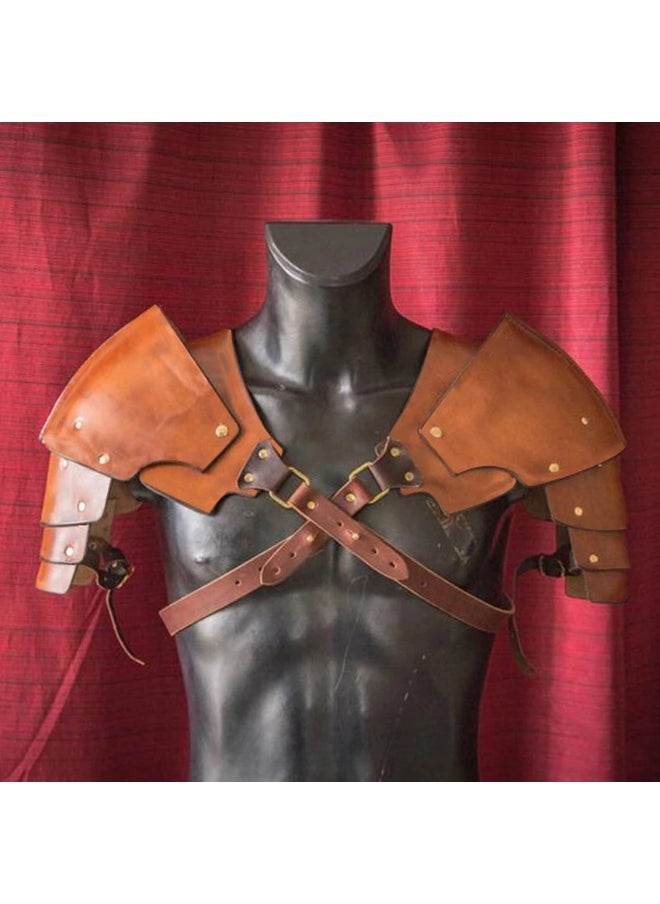2023 Viking Retro Medieval Renaissance Leather Pauldrons Brown