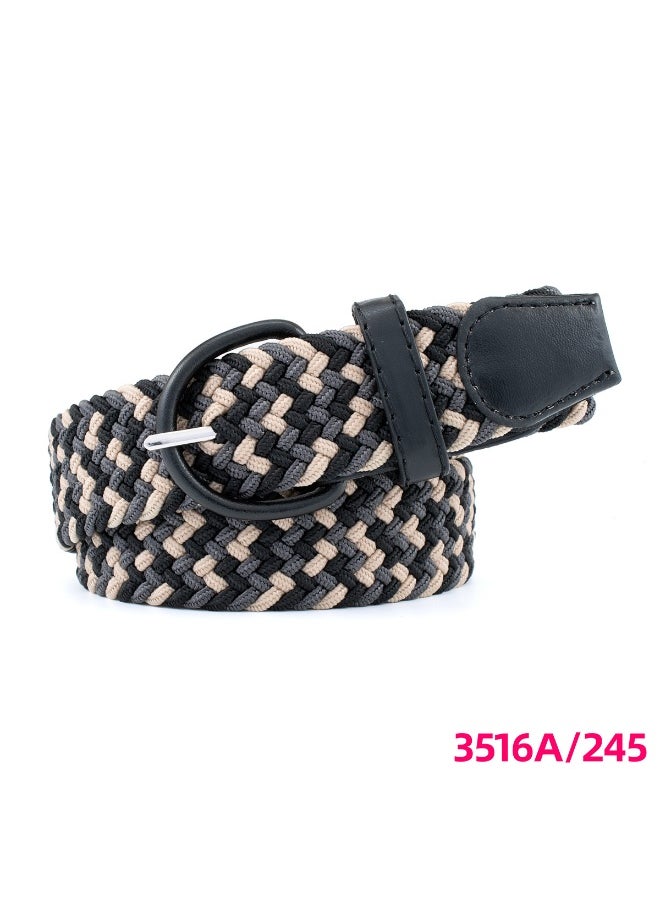 Unisex Casual Elastic Woven Belt Black gray beige A255