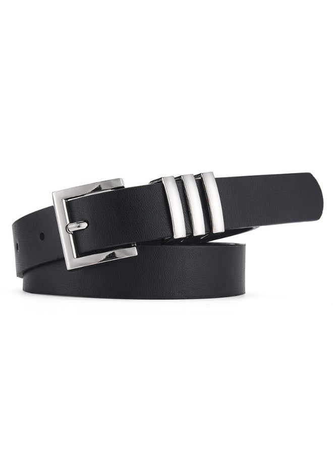 2024 Chic Belt High-Waist Denim Accessory White K-Black