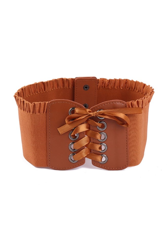 Ladies Elastic Waist Belt for Dresses Fashion Brown