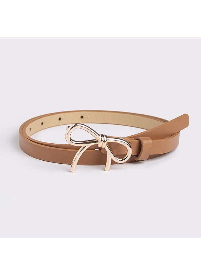 Trendy Butterfly Knot Belt for Women Camel gold buckle
