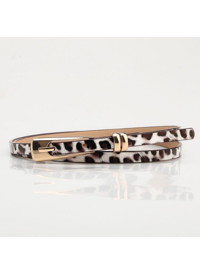 New Leopard Print Slim Ladies Belt Alloy Buckle Leopard White