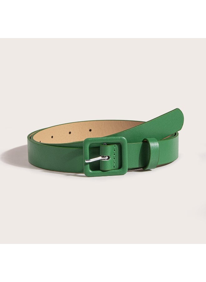 Ladies Fashion PU Belt with Pin Buckle Green