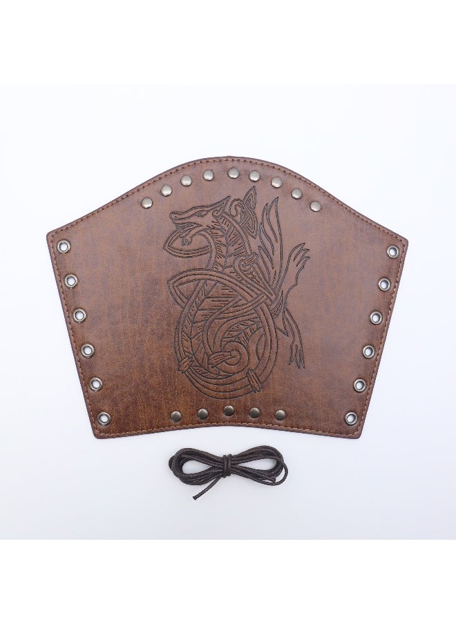 1 x 5 pcs Medieval Leather Wrist Guards Men Retro Punk VK206COF (1 brown wolf-headed dragon)