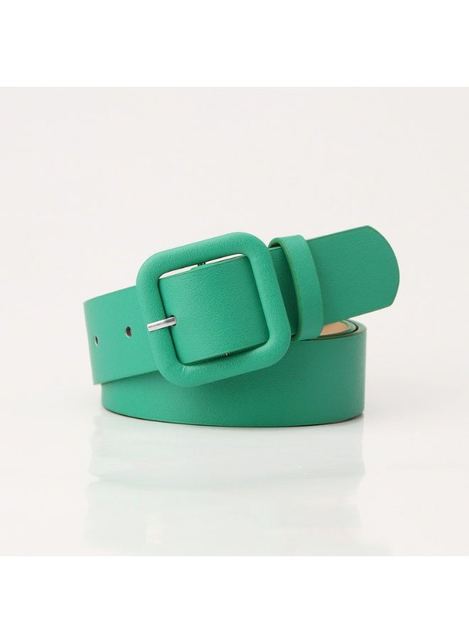 Elegant Candy-Colored Womens Belt with Square Buckle Camel