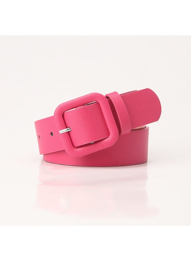 Elegant Candy-Colored Womens Belt with Square Buckle Camel