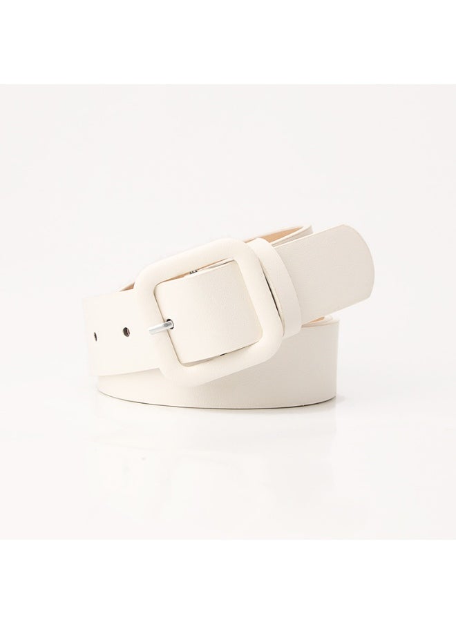 Elegant Candy-Colored Womens Belt with Square Buckle Camel