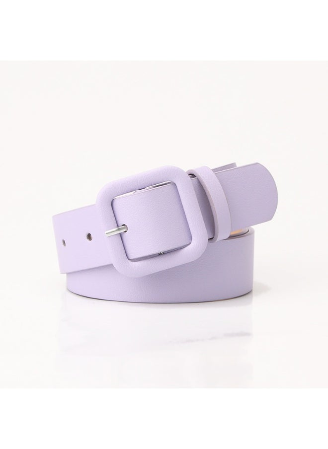 Elegant Candy-Colored Womens Belt with Square Buckle Camel