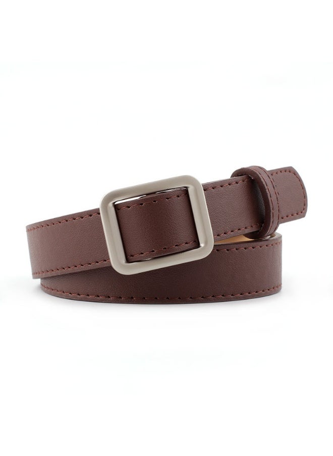 Korean Chic Belt Silver Buckle Coffee
