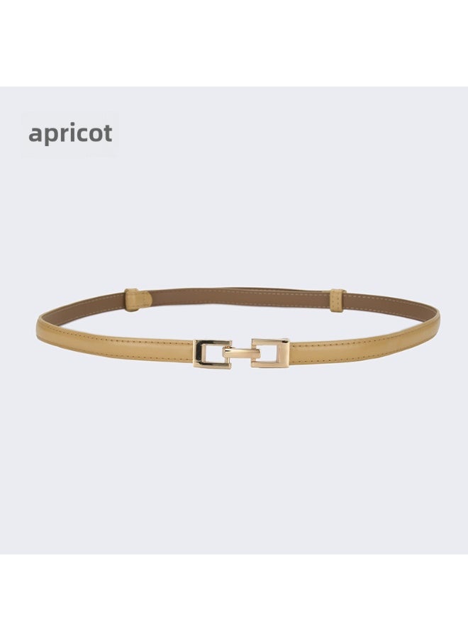 Fashion Leather Belt Adjustable Skinny Waistband 15643-Apricot
