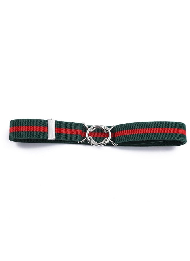 Unisex 2.5CM Elastic Casual Belt Green Red Green