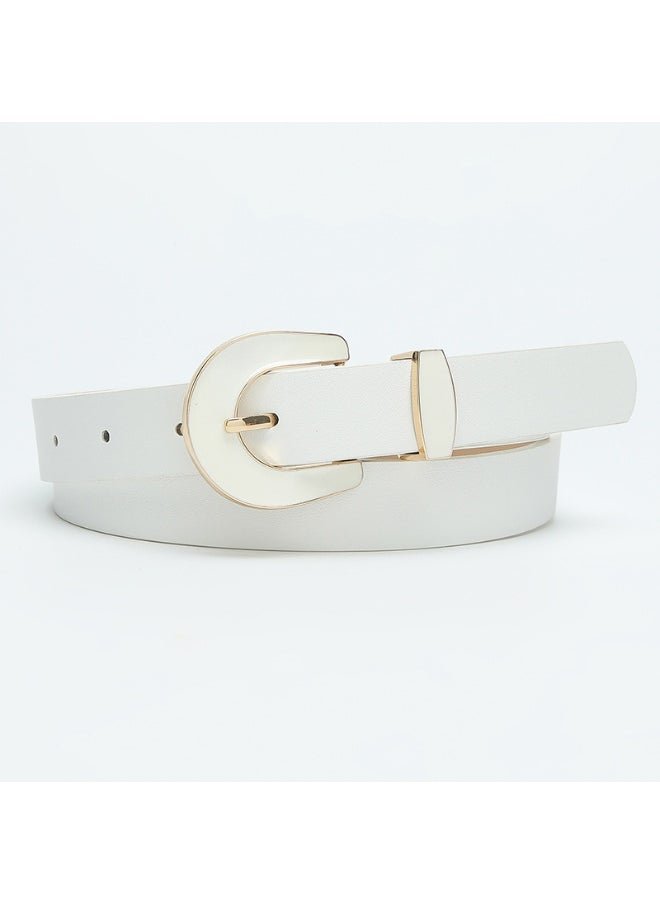 Fashion Alloy Resin Buckle Womens Belt Elegant Accessory White