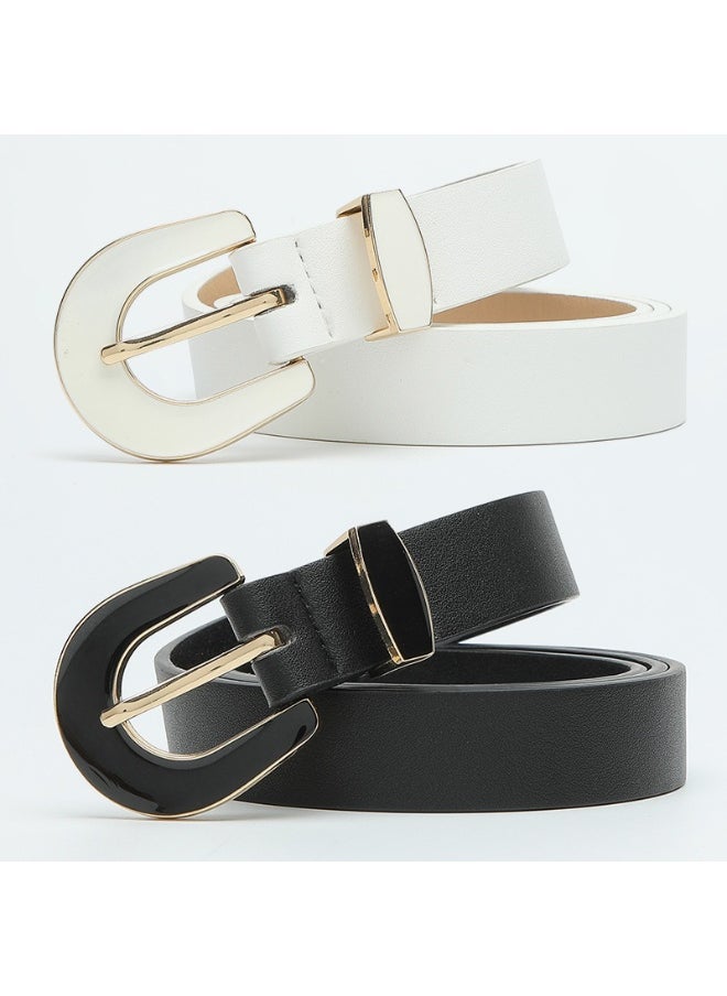 Fashion Alloy Resin Buckle Womens Belt Elegant Accessory White