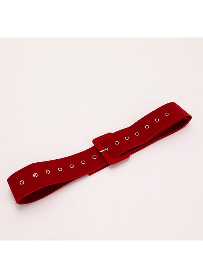 New Womens Soft Suede Belt with Square Buckle Black.