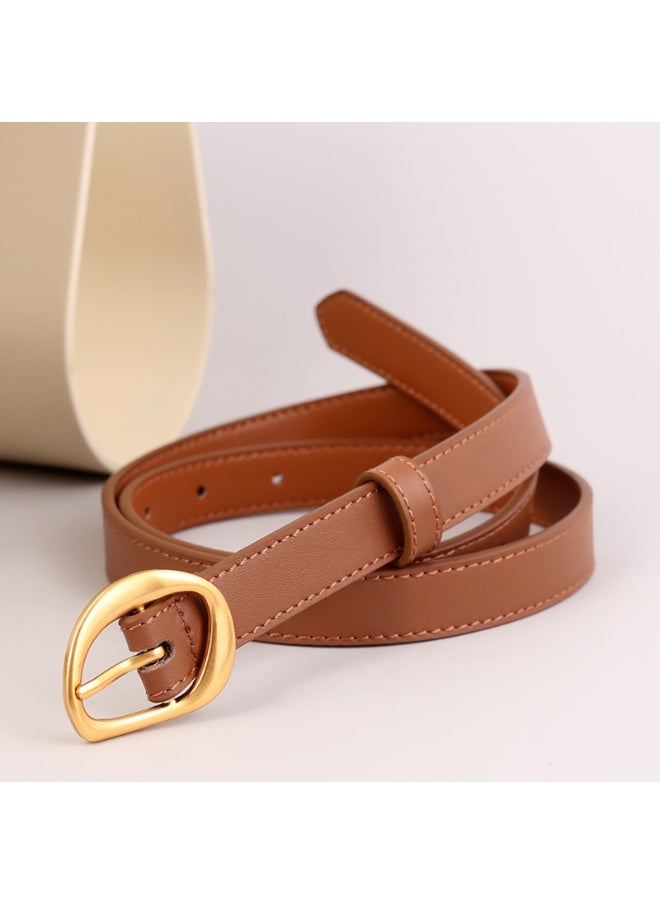 2023 Fashion Genuine Leather Ladies Belt Coffee silver