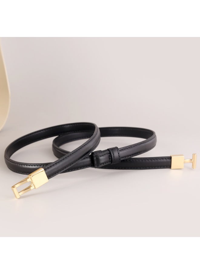 Genuine Leather Skinny Womens Belt 2023 Black
