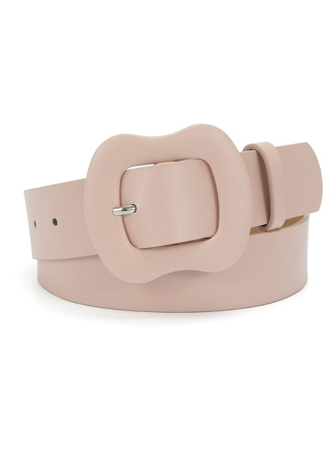 2023 bag buckle belt womens fashion solid color gourd buckle all-match decorative jeans clothing accessories belt Womens wide Pink